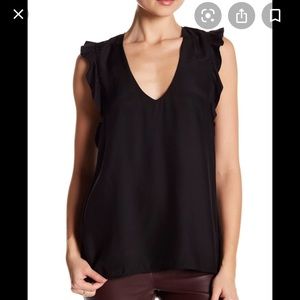 David Lerner Black Silk Sienna Ruffle Blouse